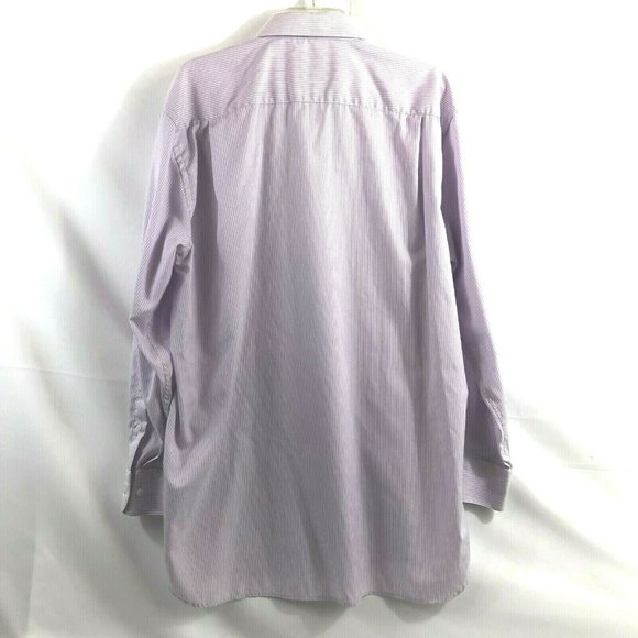 Proper Shirtings Men's Striped Wrinkle Free Casual Dress Shirt 18 34/35 Lavender - Picture 3 of 10